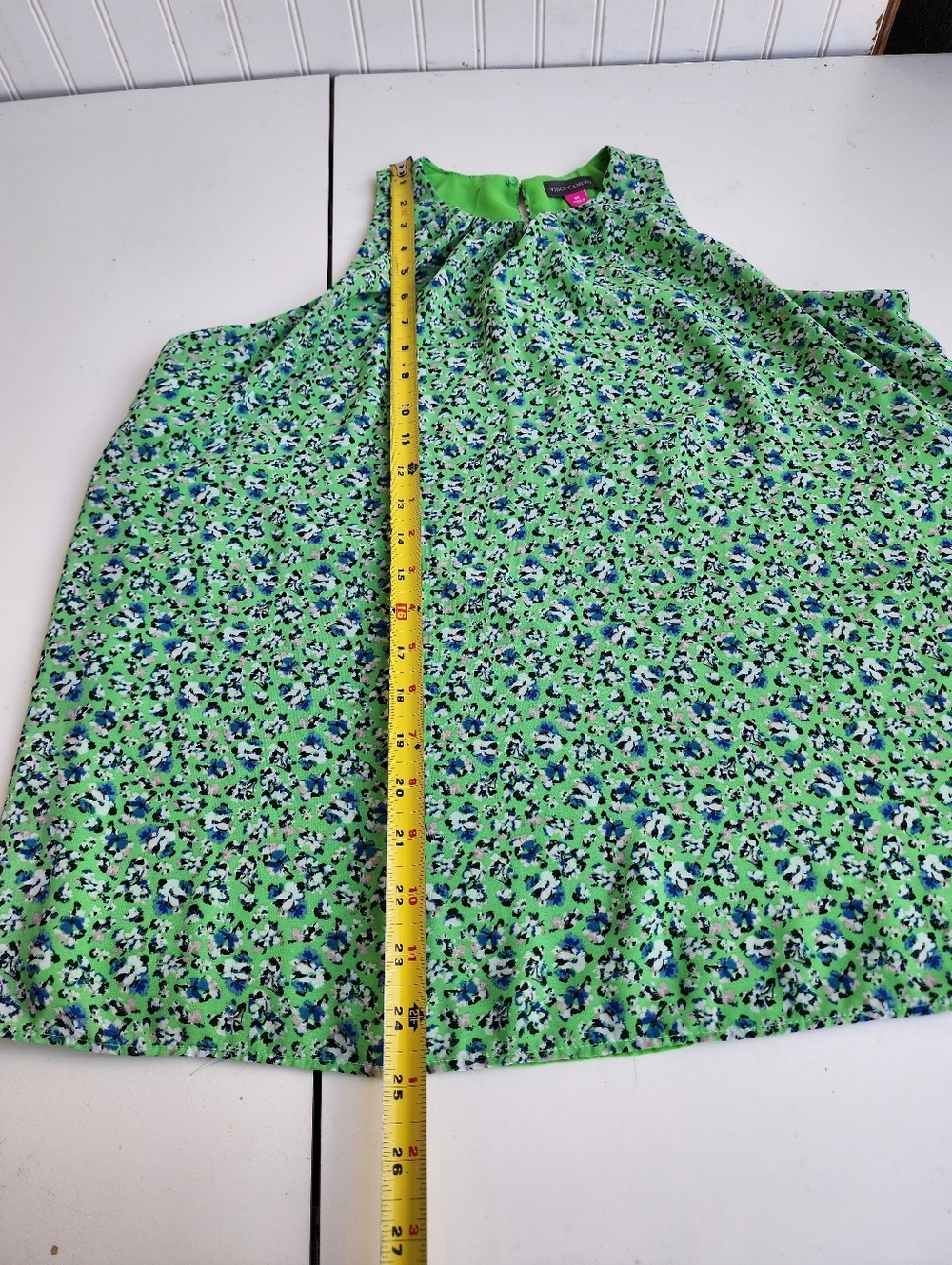 Vince Camuto Womens Classic Escape Blouse Ditsy Floral Feminine Green Blue Sz M - Picture 10 of 12